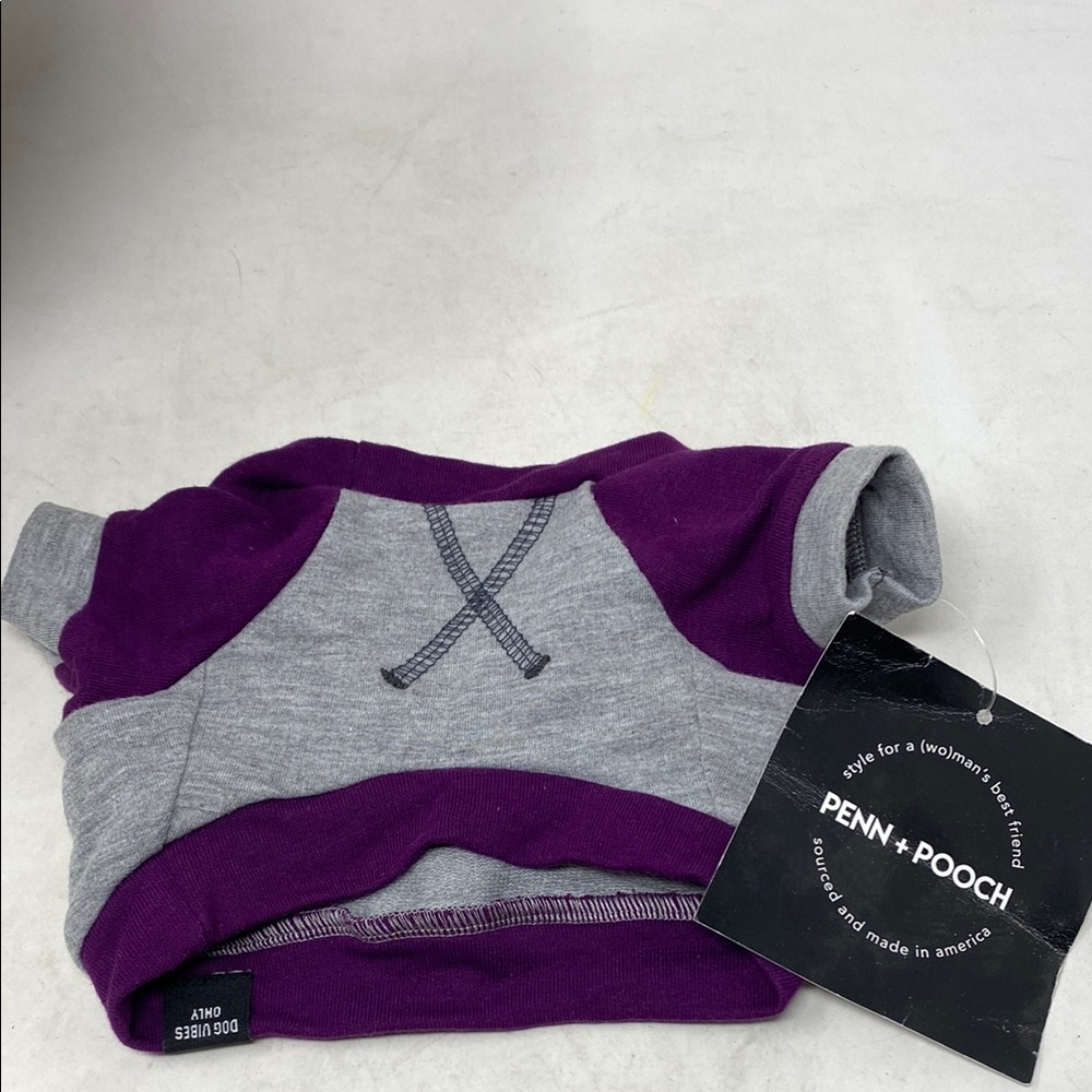 Penn + Pooch Kellen Crewneck Two-Tone Purple Gray Dog Sweatshirt